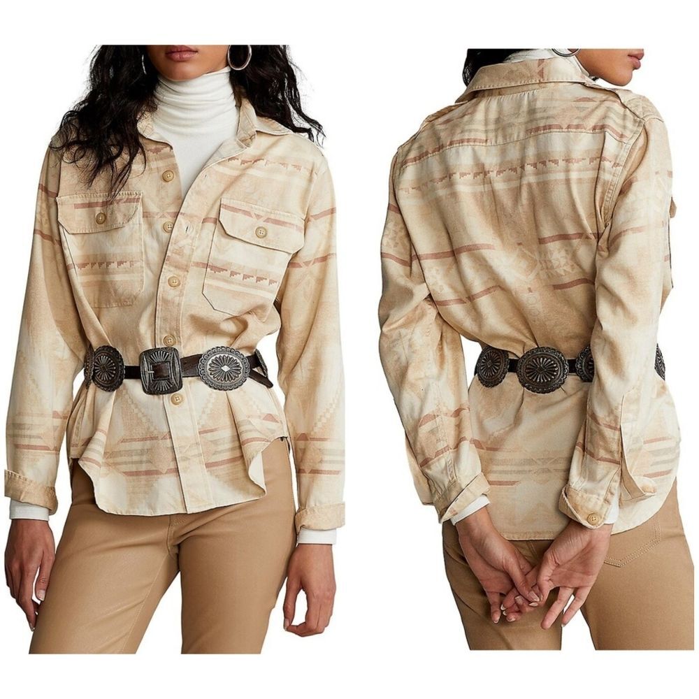 NWT|Polo Ralph Lauren Southwestern Twill Geometric Print Top, MEDIUM
